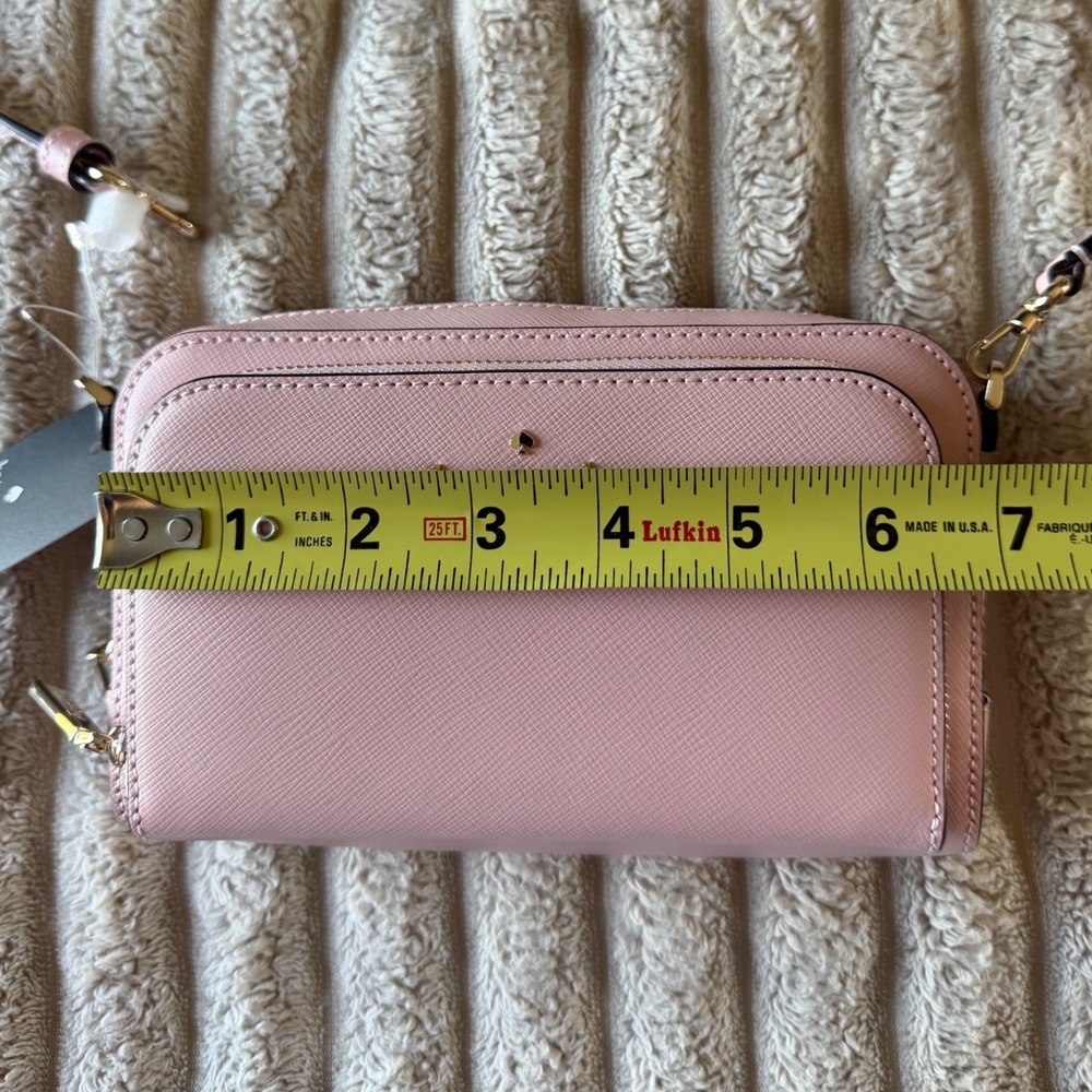 Kate Spade Staci Dual Zip Crossbody Bag Tutu Pink Saffiano Leather KG036 - Picture 13 of 15
